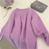 Suéter Redondo Sencillo para Mujer, Jersey de Color Sólido, Nuevo Estilo Otoño/Invierno 2026, Top Casual de Punto Holgado para Mujer
