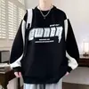 Sudadera Juvenil de Cuello Redondo para Hombre Primavera y Otoño Deportiva Holgada Talla Grande Estilo Perezoso Atractivo Ropa de Otoño Tops de Color Contrastante