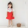 INS Verano Nuevo Vestido con Estampado de Lazo para Niñas Falda de Algodón de Manga Corta para Niños Falda Línea A Fábrica