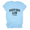 Amazon Ebay Estación Independiente Cómoda Casual Mujer Harvard Law Solo Cuello Redondo Camiseta de Manga Corta al Mayoreo