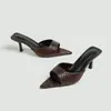 Sandalias para Mujer de Comercio Exterior Europeo y Americano 2026 Verano Nuevo Estilo Tacón Fino Punta Fina Chanclas para Exteriores Sandalias de Tacón Alto Simples Versátiles