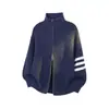Suéter de punto con tres rayas, cárdigan para hombre, chaqueta, otoño/invierno, corte holgado, estilo casual, diseño nuevo y popular, venta al por mayor para exportación y ventas transfronterizas