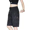 Calças Casuais Masculinas Verão Novo Jacquard Seda de Gelo Respirável Calças de Cinco Pontos Shorts Finos Refrescantes Calças Retas Largas