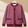 Suéter de inverno da mamãe de meia-idade e idosa mulheres cardigan top de inverno velho e bolso da vovó suéter casual estilo ocidental