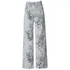 Calça Jeans Jacquard Tencel Fina de Nove Pontos 3188, Estilo Chinês, Calça para Mulheres de Meia-Idade, Cintura Alta, Novo Estilo de Perna Larga para Verão para Meia-Idade e Idosos