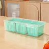 Caixa de Armazenamento Fresca com 3 Compartimentos para Temperos, Drenável, Removível, Organizador de Frutas para Geladeira, Previne Transferência de Odores