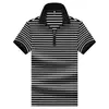 Camisa Polo Rayada de Algodón de Alta Elasticidad para Hombre de Verano Transpirable Casual de Negocios Media Cremallera Cuello Camisero Manga Corta para Jóvenes y Personas de Mediana Edad a