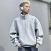 Sudadera Nueva de Textura para Hombre con Cuello Alto y Media Cremallera para Primavera y Otoño, Tendencia de Gama Alta, Ajuste Holgado, Versátil, Peso Pesado, Casual, Manga Larga