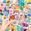 100 pegatinas pequeñas de 4 CM estilo graffiti fresco, pegatinas de tigre de dibujos animados pintadas a mano, pegatinas impermeables que no se repiten