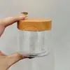 Frasco de Plástico com Boca Larga, Tampa de Grão de Madeira com 56 Dentes, Pote para Creme Facial 50/100g, Pote Selado para Temperos 200g/250g