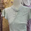 2026 Verão Novo Estilo Novo Estilo Chinês Estilo Nacional Botões Cintura Ajustada Assimétrico Manga Curta Camiseta Top