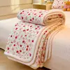 Cubrecama de Doble Capa de Gasa Estilo Girly para Dormitorio Estudiantil, Vellón de Leche, Pieza Única, Cubierta Cálida Engrosada Antideslizante para Kang de Hogar y Tatami