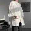 Nuevo Estilo Nacional Chino Botón de Rana Traje Tang Camisa de Manga Media para Hombre Camiseta Cardigan de Manga Corta Delgada Suelta de Verano para Jóvenes