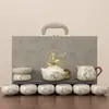 Conjunto de Chá Kung Fu da Fornalha Ru de Fuzhou Caixa de Presente para Idosos e Amigos Bule de Cerâmica de Alta Qualidade Xishi e Xícara de Chá
