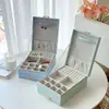 Nueva Caja de Joyería de Cuadros Caja de Joyería de Doble Cajón Joyería de Gama Alta Joyería para Collares Anillos Pendientes Caja de Almacenamiento de Joyería