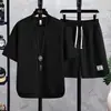 Conjunto de Camisetas de Manga Corta de Seda de Hielo para Hombre, Estilo Delgado de Verano 2026, Ropa Versátil Simple de Media Manga con Cuello Redondo Estilo Japonés