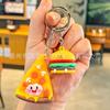 Llavero con colgante de hamburguesa y papas fritas de simulación práctica y creativa, con dibujos animados, bonito pegamento suave, con forma de pizza, regalo al por mayor