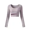 Conjunto de Yoga Otoño 2026 para Mujer Ajustado Manga Larga Top Corto Cintura Cruzada Bloque de Color Pantalones Largos de Cintura Alta Ropa Profesional para Fitness