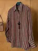 Camisa de Lino Rayada Tejida por Color Estilo Old Money para Mujer, Nueva Simple Casual Elegante de Manga Larga Otoño/Invierno 2026 para Usar en Capas