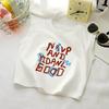 Colete de Algodão Puro Infantil para Verão Pequeno e Médio com Gola Redonda Fino Estampado com Letras Roupa Casual para Bebês Meninos e Meninas