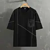 Camiseta para Hombre con Costuras Visibles, Nuevo Estilo Verano 2026, Cuello Redondo, Manga Corta, Corte Holgado, Tallas Grandes, Ropa para Hombre