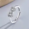 Anel S925 Prata Esterlina Completa 4,1mm Laço de Diamante DIY Base Vazia Hwaja Coreano Japonês Exquisito Micro-incrustado Estrela Brilhante