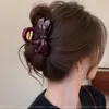 Grampo de Cabelo com Laço Marrom Chocolate para Mulheres 2025 Novo Estilo Simples Elegante para Prender Coque na Parte de Trás da Cabeça Presilha de Tubarão Acessório de Cabelo Versátil