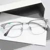 Gafas Retro de Media Montura para Miopía para Hombres, Lentes Ópticos Antiluz Azul Estilo Ceja Negocio Planos, Elegantes para Estudiantes Mujeres, Tendencia Estilo K