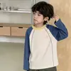 Camada de Base Manga Longa Infantil para Meninos e Meninas, Classe A, Outono e Inverno, Color Block, Top para Usar por Baixo da Roupa, para Crianças Médias e Maiores, Camada de Base Grossa