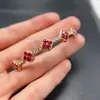 Pulseira de Rubis Naturais Transfronteiriça para Mulheres, Acessório de Nicho de Luxo, Joia de Prata 925, Joia de Luxo 3*3, Venda Direta de Fábrica