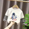 Camiseta de Manga Longa Infantil 2026 Chegada de Outono Top Infantil Camiseta 100% Algodão Roupas de Outono para Bebê Camisa Base Falsa de Duas Peças