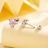 Henson Varilla de Tornillo de Acero de Titanio Clavo de Oreja Rosa con Lazo de Amor Joyería para Perforación de Cartílago de Chica Avanzada