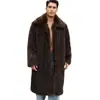 CI Cross-Border N0175 Casaco de Pele Sintética Masculino Outono/Inverno Novo Estilo Casaco Longo Masculino de Gola Quadrada Estilo Europeu e Americano