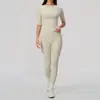 Camiseta de manga corta a la moda para yoga, corte ajustado, adelgazante, entrenamiento de Pilates, cintura alta, realce de glúteos, ropa deportiva de fitness 8793