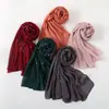 Nuevo Pañuelo para la Cabeza de Gasa Perla Porcelana Bufanda Larga de Diamantes para Mujer Chal Bufanda de Moda Casual YS021