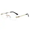 Gafas de Sol sin Marco de Borde Cortado Europeas y Americanas Nueva Moda Estilo Callejero Gafas de Protección Solar Gafas de Sol con Decoración de Leopardo Transfronteriza Montura Ovalada