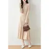 Saia de lã de outono e inverno grande vestido feminino com decote em U Saia de joelho longo Terno de saia de malha rabo de peixe feminino slim-fit