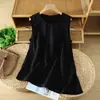 Toma real del nuevo top casual de verano 2026, estilo vintage, sin mangas, de algodón y lino para mujer, amigable con la piel, versátil y de corte holgado