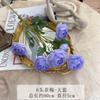 Simulado de 6 cabeças chá ameixa falsa flor azul-roxo casamento cenário arranjo flor decoração chá rosa decoração salão de casamento guia estrada material floral