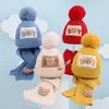 Sombreros de Otoño e Invierno para Niños Sombreros de Lana de Oso para Niños Sombreros de Algodón Tejido Cálido para Bebés y Bufandas Conjunto de Dos Piezas