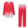 Otoño 2026 Moda Independiente Europea y Americana para Mujer Conjunto Casual Deportivo de Dos Piezas con Mangas Largas y Pantalones Largos Degradados