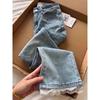 Jeans Acampanados con Adorno de Encaje para Mujer, Nuevo de Primavera Rectos Sueltos de Cintura Alta Adelgazantes Tallas Grandes Pantalones Cropped de Boca de Campana