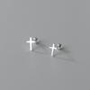 Nalan Plata S925 Estilo Japonés y Coreano Aretes de Tuerca de Cruz Brillantes Simples Temperamento de Estudiante Aretes de Hilo M00950