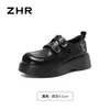 Sapatos Femininos ZHR com Salto Grosso e Decote Profundo 2026 Outono Novo Versátil Aumentador de Altura Slip-On Pequenos Sapatos de Couro para Mulheres Baixas