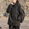 Chaqueta con capucha estilo japonés para hombre, moderna para primavera y otoño, holgada, tipo jersey con media cremallera, casual para mediana edad y ancianos