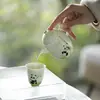 Juego de Té de Panda Pintado a Mano de las Dinastías Tang y Song, Tetera de Cerámica Arita con Filtro de Agujeros Redondos para Uso Doméstico, Tetera de Mano