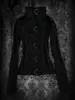 Camiseta de Manga Larga para Mujer con Hebilla de Metal Gótica Oscura, Cuello Alto, Corte Ajustado, Estilo Subcultura Punk
