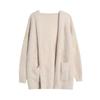 Casaco de Pelúcia Imitação de Visom com Capuz Leite Fufu Feminino Outono e Inverno Comprimento Médio Solto Estilo Preguiçoso Cardigan de Tricô para Mulheres