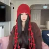 Gorro tejido a mano de ocho borlas, turbante de punto calado para mujer, adecuado para viajar en el oeste de Sichuan, hace que la cara se vea más pequeña, gorro para clima frío para otoño e invierno
