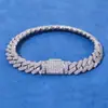 Pulsera de Rombo con Hebilla Plegable de 8 mm Cadena Cubana Doble Fila de Diamantes Joyería Transfronteriza de Alta Calidad Pulsera de Zirconia Hip-Hop Europeo y Americano